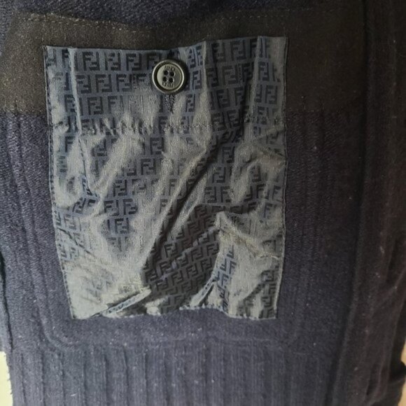 Fendi Blue Mens Coat Jacket Wool Blend XL - Picture 11 of 15